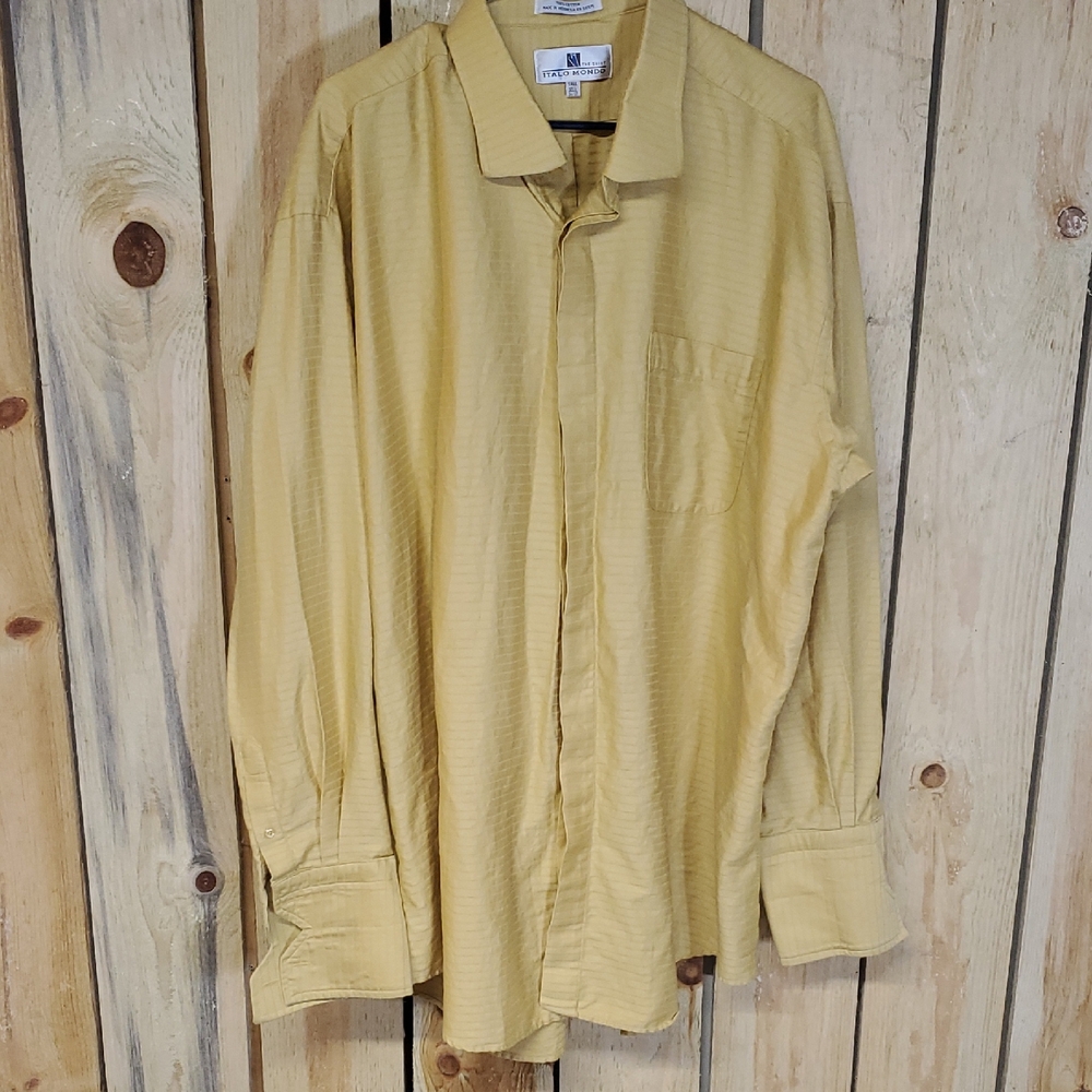 Mens Italo Mondo LS Dress Shirt Size 18 1/2 36-37 Yellow